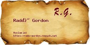 Radó Gordon névjegykártya